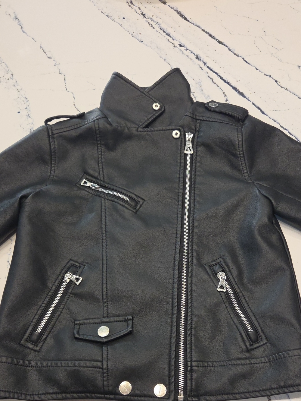 Urban Republic Black Faux Leather Moto Jacket with Zip Details